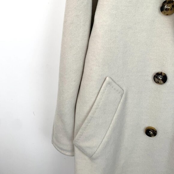 Max Mara Beige Double-Breasted Wool Blend Coat With Pockets - Picture 4 of 8